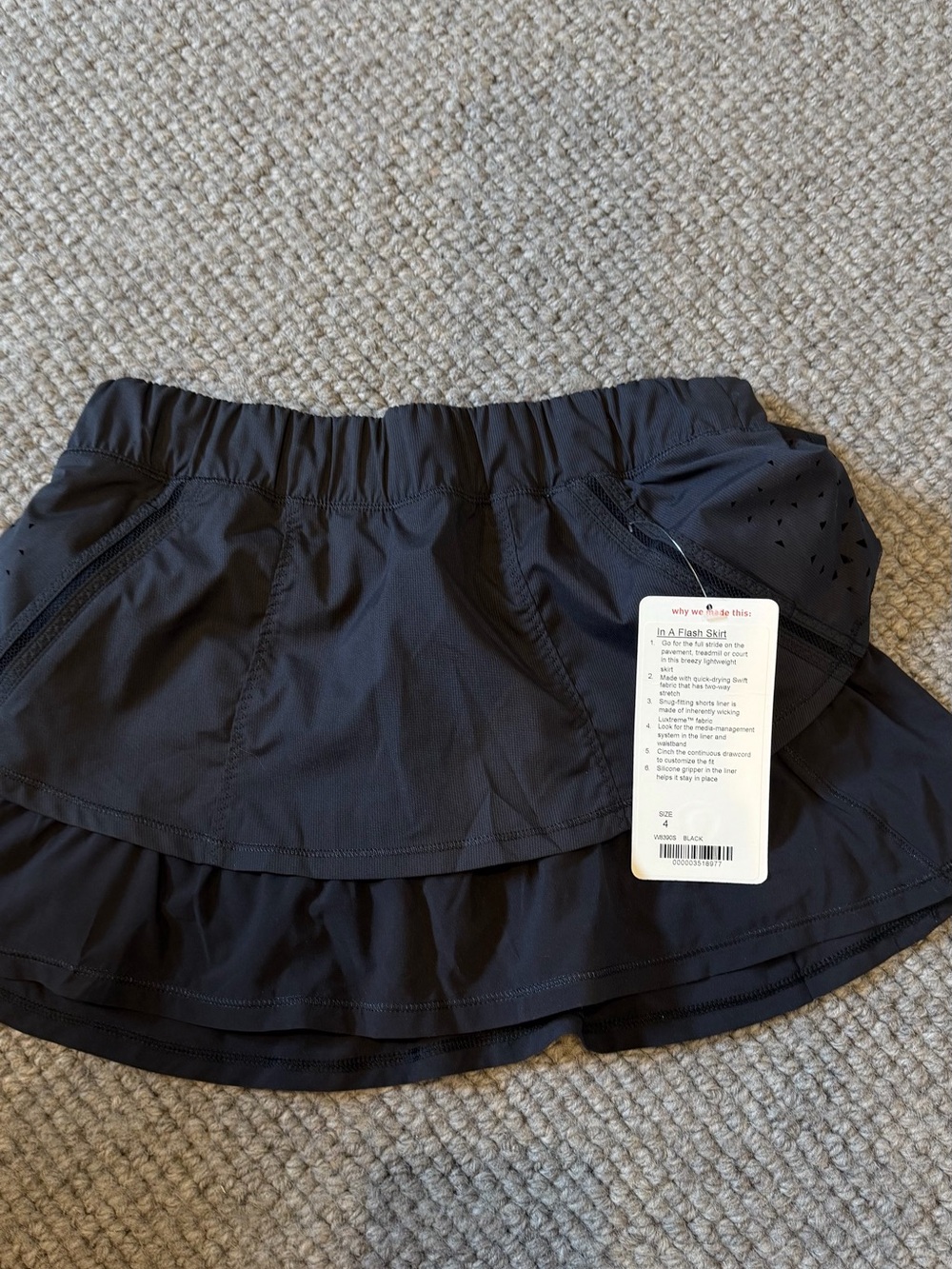 Lululemon In A-Flash Black Athletic Skirt with Built-In Shorts